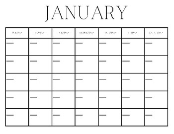 Blank Monthly Calendar by Katelyn Arnold | TPT