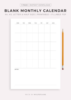 printable monthly calendars teaching resources tpt