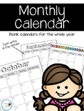 Blank Monthly Calendars Templates
