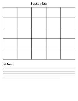 Preview of Blank Monthly Planner with Unit Planner
