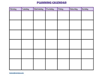 Preview of Blank Monthly Planning Calendar Page