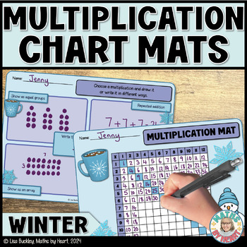 Preview of Blank Multiplication Chart and Strategies Mat | Winter design | Printable