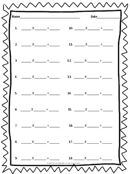 blank multiplication sentences worksheet tpt