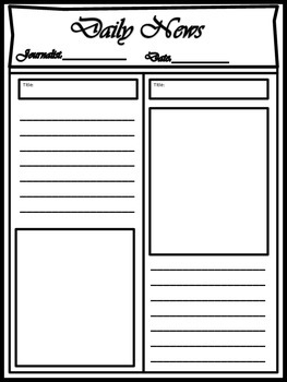Blank Newspaper Template For Multi Uses By Kim Cherry Tpt