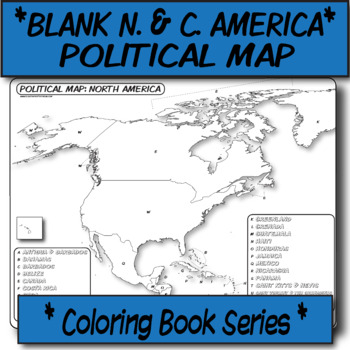 Preview of *Coloring Book Page* N. America & C. America Political Map
