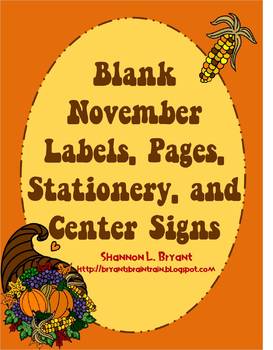 Preview of Blank November Labels, Pages, Stationery, and Center Signs