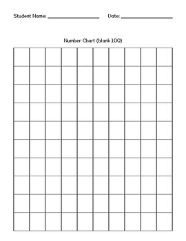 Blank Number Chart (100) by Montessori Inspired Lessons | TPT