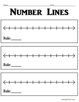 blank number line worksheets includes 5 different number