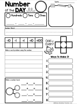 Blank Number of the Day MATH FREE Templates by Whimsy Workshop Teaching
