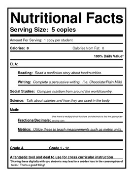 Download Blank Nutrition Labels by The Barefoot Professor | TpT