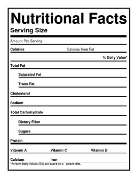 Blank Nutrition Labels by The Barefoot Professor | TpT