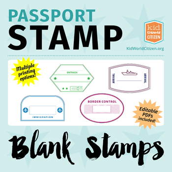 Preview of Blank Passport Stamps, Poster & Clip Art for Around the World Unit