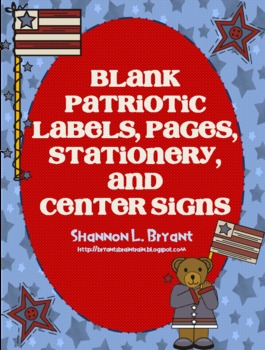 Preview of Blank Patriotic Labels, Pages, Stationery, and Center Signs