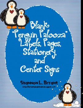 Preview of Blank Penguin Palooza Labels, Pages, Stationery, and Center Signs