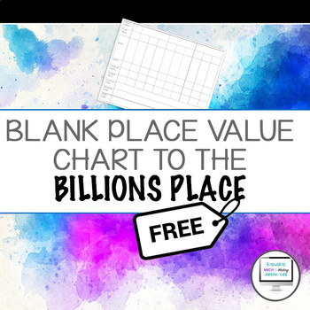 Preview of (FREE) Blank Place Value Chart to the Billions Place