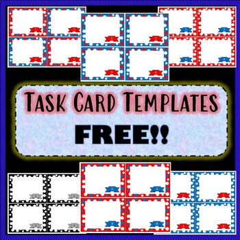 Preview of Blank Polka Dot TASK CARDS Template Editable Red White and Blue