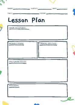 Preview of Blank Print-Friendly Lesson Plan Template