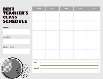 Preview of Blank Printable Classroom Weekly Schedules