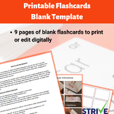 Blank Printable Flashcards Template For Printing or Digita