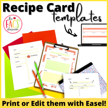 Preview of Recipe Template | Recipe Writing | Print and Digital | FCS