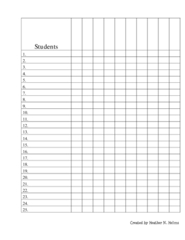 Blank Recording Sheet by Ms. Helms | Teachers Pay Teachers