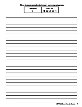 Preview of Blank Response Sheets for DBQ and LEQs for AP World, US, and European History