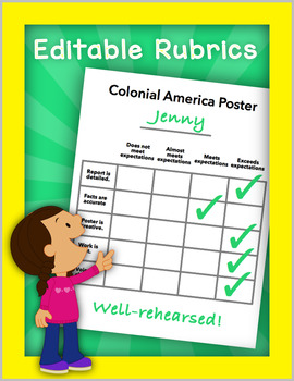 Preview of Blank Rubric, PLUS Editable Rubrics for Projects, Math, and Writing