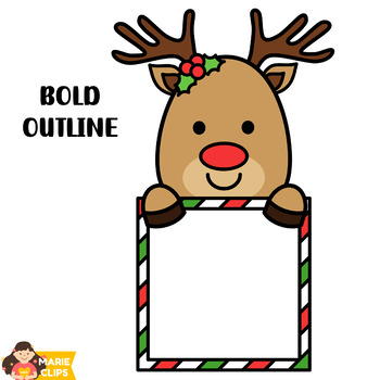 Blank Signs With Reindeers Clipart {Christmas Clipart by Marie Clips}