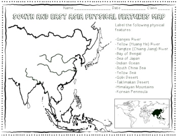asia physical features map