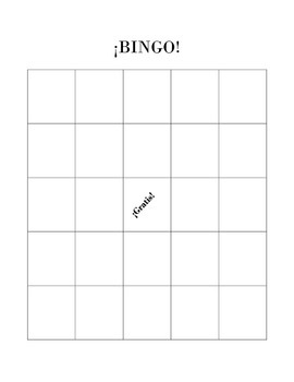 Blank Spanish Bingo Game by Spanish Mama | Teachers Pay Teachers