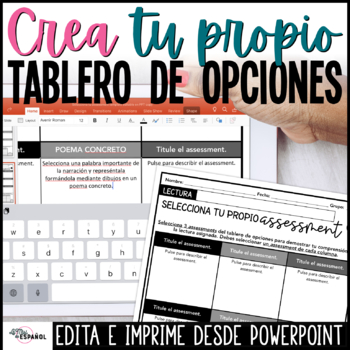 Preview of Blank Spanish Choice Board Edit and Print PPT - Tablero de opciones editable