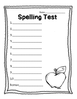 blank spelling test 20 questions by the texas state teacher tpt
