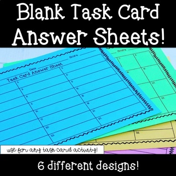 Preview of Blank Task Card Answer Sheets