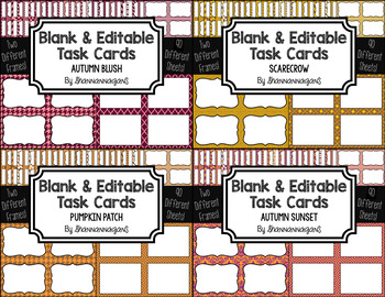 Preview of Blank Task Cards - Bundle: Fall | Editable PowerPoint