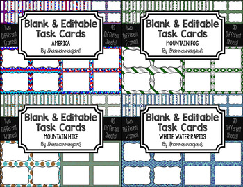 Preview of Blank Task Cards-Bundle: Mountain (300dpi) with Editable PowerPoints
