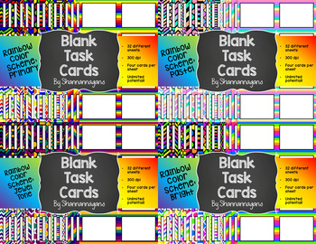 Preview of Blank Task Cards-Rainbow: Bundle (300dpi) with Editable PowerPoints