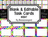 Blank Task Cards: Bright Rainbow | Editable PowerPoint