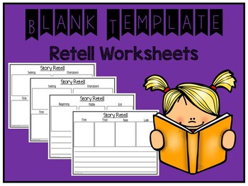 Preview of Blank Template Retell Writing Worksheets (Distance Learning)