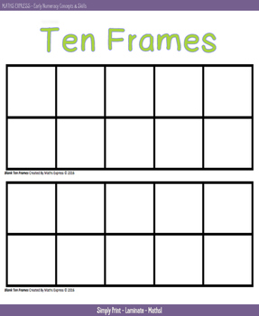 Blank Ten Frames Template by Maths Express | TPT