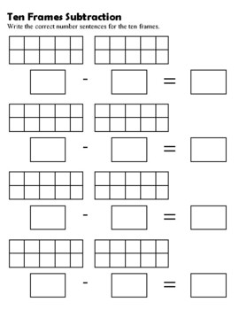 Preview of Blank Ten Frames Subtraction Worksheets