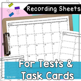 Blank Test and Task Card Student Answer Recording Sheet Free