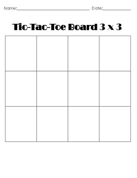 Preview of Blank Tic-Tac-Toe Board 4x4