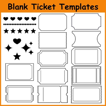 Preview of Blank Ticket Clipart Templates, Events Clip Art, Reward Coupon, Invitation Cards