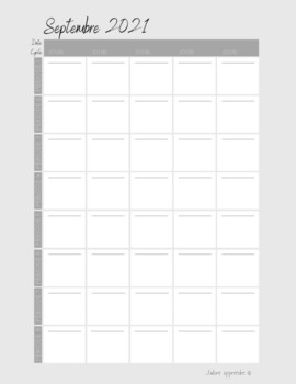 Preview of Blank Timetable Planner - French Version
