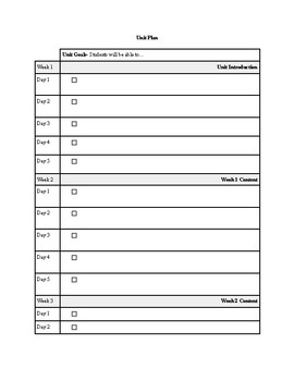 Preview of Blank Unit Plan Template