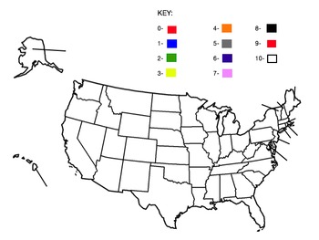 Preview of Blank United States Map and Number Color Key