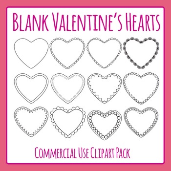 Blank Valentine's Day Heart Templates Commercial Use Clip Art Set