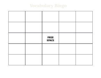 Blank Vocabulary Bingo by Kami Alvarez | TPT