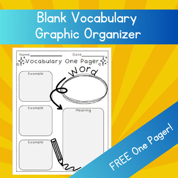 Preview of Blank Vocabulary Graphic Organizer Word Work Activity and FREE One Pager