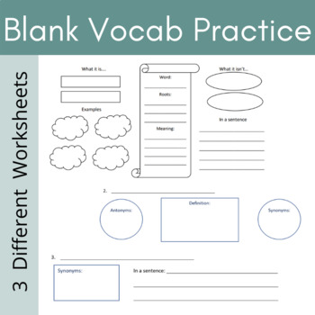 blank vocabulary worksheets for practicing spelling meaning usage and more